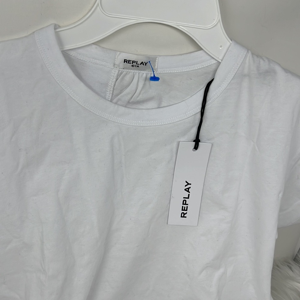 REPLAY CROPPED T-SHIRT GIRL’S SIZE 10 WITH RUFFLES AND PRINT